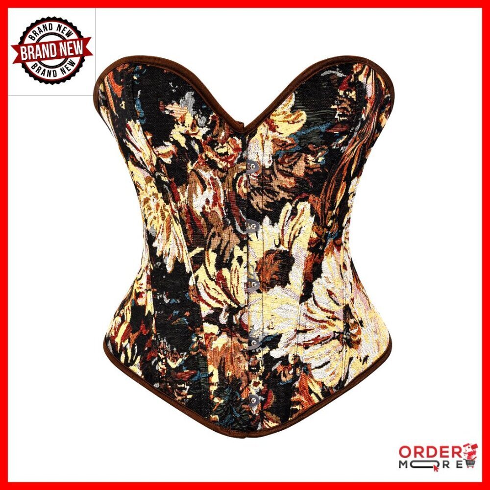 Overbust Bustier Corset Shapewear Lace Up Renaissance Pirate Costume Vintage